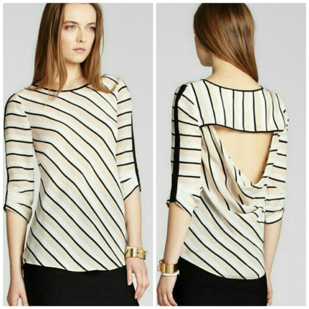 Bcbg maya silk striped top